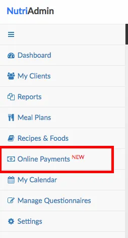 online payments menu